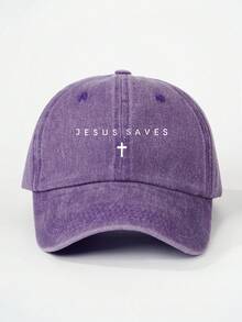 1pc Men's Printed "JESUS SAVES" Cross Washed Baseball Cap, Streetwear Casual Hat For Spring, Autumn, Travel, Beach Vacation - Baseball Cap - View 8
