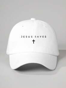 1pc Men's Printed "JESUS SAVES" Cross Washed Baseball Cap, Streetwear Casual Hat For Spring, Autumn, Travel, Beach Vacation - Baseball Cap - View 10