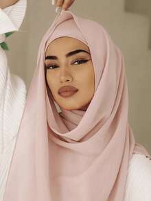 2pcs Women Scarf & Cap Set, Versatile Underlay Cap, Hijab, Middle East Abaya Matching, Elastic Underlay Cap, Chiffon Scarf, Casual Set - Camel - View 4