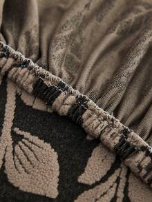 1pc Leaf Pattern Plush Bed Headboard Cover, Soft & Breathable, Suitable For Various Occasions - Khaki - View 4