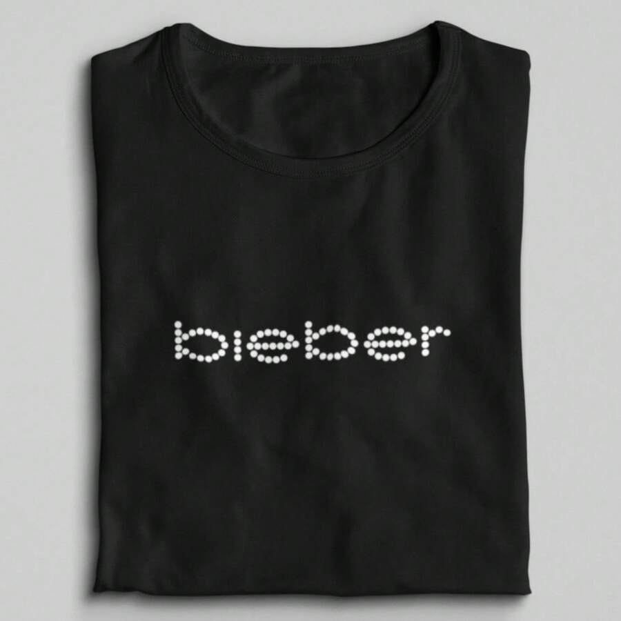 Justin Biebers  Unisex T-Shirt Justin Biebe Black Tee - 黑色 - 查看 1