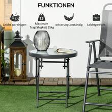 Folding Side Table, Folding Glass Table With Marble Look, Small Camping Table, Round Sofa Table, Balcony Table For Balcony, Terrace, Living Room, Office, 45 X 45 X 50 Cm, White - White - View 3