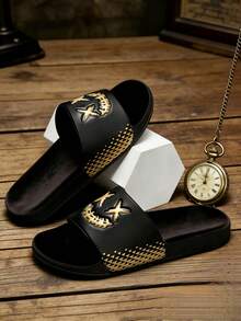 青少年校园学生室内浴室拖鞋、泳池拖鞋、户外沙滩拖鞋、浴室拖鞋，柔软舒适，防滑鞋底，轻便柔软，一脚蹬拖鞋 - 金色 - 查看 12