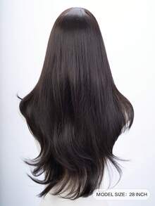这款28英寸长的合成假发，拥有自然波浪卷发造型，颜色为迷人的黑色。它采用刘海设计，并使用耐热纤维制成，确保经久耐用。这款假发非常适合日常佩戴，能够打造自然逼真的效果。 - 黑色 - 查看 4