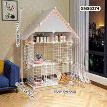 3-Tier Cat Cage, Metal Wire Pet Fence With Stairs And Resting Area, Detachable And Modular Cat House, Suitable For Kittens And Large Cats - Multicolor - View 4