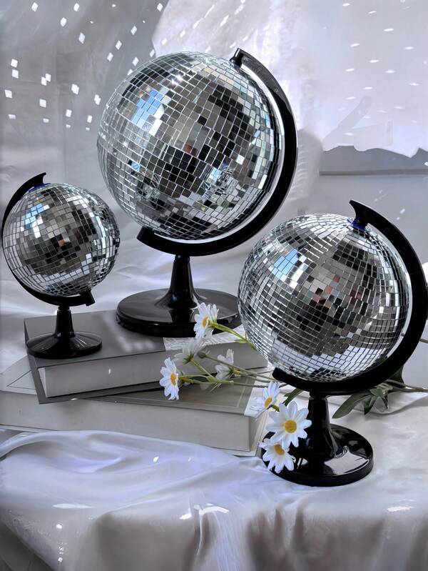 1Pc Glass Mirror Disco Globe, Decorative Round Globe, Suitable For Students, Office Supplies, Home Decoration Crafts, Wedding