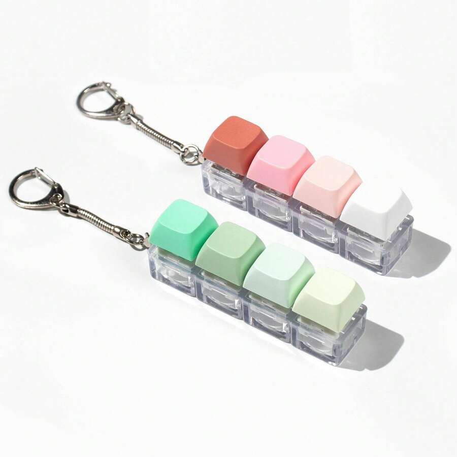1pc Keyboard Keychain - Adult Press Stress Relief Toy, Stress Relieving Finger Keychain, Unique Office Gift - Multicolor - View 1