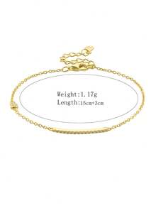 1pc S925 Sterling Silver Luxury Minimalist Chain Bracelet, Delicate Design Elegant Jewelry For Women - Gold - View 4