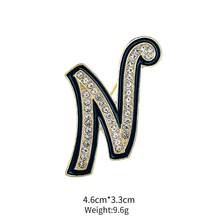 1pc Cute Zinc Alloy Rhinestone & Enamel 26 English Letter Brooch, Suitable For Women's Daily Wear - Gold and Black - View 35