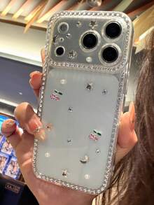 奢华闪亮钻石星月透明硬质PC手机壳，适用于 17 Pro Max、17 Pro、16、15、14、13、12 Pro Max、11，透明时尚防震后盖 - 櫻桃鑽 - 查看 5