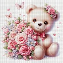 一套 - 可爱的情人节十字绣套件,DIY针线艺术材料,11CT十字绣装饰画,创意手工礼物。完整的家居装饰印花十字绣工艺品,适合家居装饰编织艺术。不含画框。 - 萌寵情人節 - 查看 20