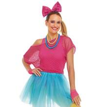 4pcs Retro Bow Headband, Necklace, Wristband Set, Disco Neon Party Carnival 80s Costume - Multicolor - View 7