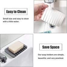 Bộ 3 khay đựng xà phòng tự thoát nước, chất liệu silicon cao cấp, thích hợp cho vòi sen, phòng tắm, bồn rửa nhà bếp, giúp kéo dài tuổi thọ xà phòng, thiết kế thác nước tự thoát, chống trượt, dễ vệ sinh, tiết kiệm không gian, nhanh khô, đa chức năng và bền (Đen, Trắng, Xám) - Nhiều màu - Xem 9