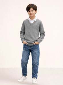 Boys' V-Neck Sweater – Basic And Comfortable. - Nhiều màu - Xem 7
