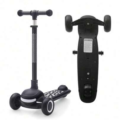 Scooter For Kids Ages 3-10, One-Click Folding With 4 Height Adjustable Handlebar And Rear Brake,Light Up Wide Deck Scooter For Boys & Girls