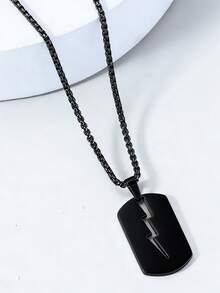 1件男士时尚螺栓吊坠项链 - 黑色 - 查看 4