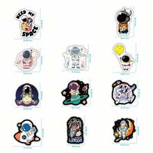 100张全息宇航员贴纸，卡通月亮和太空主题行李涂鸦贴纸 - 鐳射太空人 - 查看 3