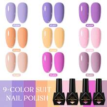 9pcs FOUR LILY 10ml Purple & Pink Nail Polish Set, Tropical Style UV LED Gel Nail Polish Kit - Multicolor - View 15