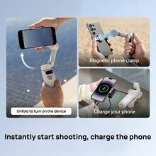 dji The Osmo Mobile 7 Is A Lightweight And Fast Smartphone Stabilizer With Intelligent Tracking, A Selfie Stick, Portability, Long Battery Life, And Is A Must-Have For Live Streaming And Vlog Shooting. It Features Intelligent Image Stabilization, Is Foldable, And Has A Built-In Tripod. - White - View 5