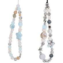 2 Mặt dây chuyền điện thoại thủ công đính hạt - Vòng đeo tay điện thoại chủ đề đại dương, trang trí bằng vỏ sò và sao biển, một phụ kiện đẹp mắt phù hợp với máy ảnh và túi xách, dành cho phái nữ. - mặc định - Xem 1