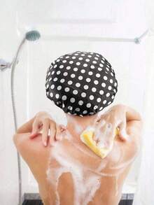 1pc Lady's Shower Cap, Elastic And Reusable, Hair Cap, Double-Layer Waterproof Swimming Cap. Accessories, Pajama Cap - Multicolor - View 4