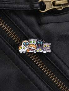 1枚可爱卡通猫咪珐琅胸针，可作服装胸针、金属胸针、时尚翻领徽章、背包、衣服、珠宝包别针，毕业礼物佳品 - 彩色 - 查看 3