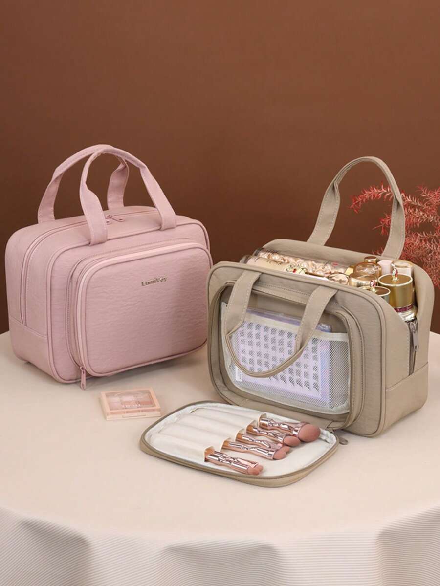 Large Capacity Compartmentalized Cosmetic Bag, Travel Toiletry Organizer, Portable Makeup Case, Small Handheld Cosmetic Box