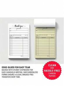 100 Pages White & Yellow 2-Ply Carbonless Receipt Book, Suitable For Businesses, Schools, Back To School Season - A - View 3