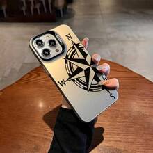 Travel 1pc Black Compass Design Minimalist Full Coverage TPU Shockproof Phone Case Compatible With Apple 17, 16, 15, 14, 13, 12, 11 Pro Max, Air - Multicolor - View 4