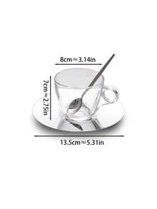 Bộ ấm trà chiều cao cấp sang trọng, gồm tách cà phê thủy tinh và đĩa lót bằng thép không gỉ, bộ ấm trà chiều kiểu Anh tinh tế, thích hợp cho nhà hàng, phòng khách, quán cà phê, các buổi tụ họp. - Nhiều màu - Xem 2