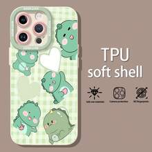Lindos dinosaurios verdes con corazones.funda de teléfono Fundas compatibles con ,Apple,VIVO,OPPO,,, y Honor.Fabricadas en silicona TPU,ofrecen protección contra golpes y caídas. - Blanco - Ver 3