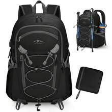 NEWHEY 男女通用40升徒步背包，防水露营背包，可折叠轻便背包，适合徒步、登山和远足，黑色 - 彩色 - 查看 13