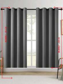 1pc/2pcs Solid Color Polyester Curtains, Energy Blackout Light Blocking Thermal Insulated Curtains For Kitchen, Dining Room, Living Room, Bedroom, Study Room In Black, Deep Grey - Dark Grey - View 49