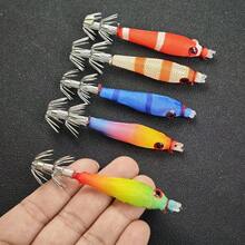 Avlcoaky Set de 5 señuelos de calamar simulados que brillan en la oscuridad para pesca de mar - Multicolor - Ver 9