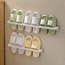 Non-Electric Plastic Wall-Mounted Shoe Rack - Non-Wooden, Suitable For Storing Slippers And Shoes, Great For Bathroom, Bedroom, Home And Dorm Use - White - View 4