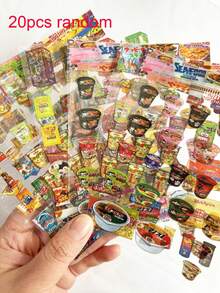10张随机日式复古风零食贴纸，可爱剪贴簿日记贴纸，星形激光闪光透明镂空贴纸，可用于DIY装饰 - 彩色 - 查看 10