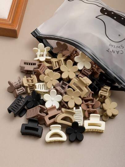 30pcs/Set Assorted Minimalist Mini Square Flower Hair Clips, Suitable For Daily Princess Hairstyles, Half-Up Hairstyles, Side Bangs, Parties, Can Be Given As Gifts