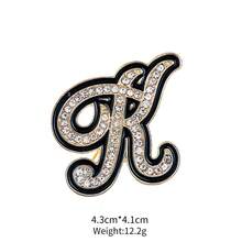 1pc Cute Zinc Alloy Rhinestone & Enamel 26 English Letter Brooch, Suitable For Women's Daily Wear - Gold and Black - View 36