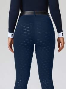 ROYALS MATTINI Women's High Waisted Slim Fit Equestrian Pants With Full Seat Silicone Grip And Convenient Pocket, Professional And Comfortable Riding Tights, Suitable For All Seasons (Belt Not Included) Spring Sports - Navy Blue - View 4