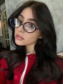 Turquoise Retro Small Frame Oval Women's Fashion Glasses, Reading School Reading Glasses, Black Glasses - Leopard Print Frame White Piece - View 11