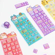 日式可爱动物积木贴纸 可爱猫兔甜点贴纸 文具DIY手工剪贴簿 - 彩色 - 查看 1