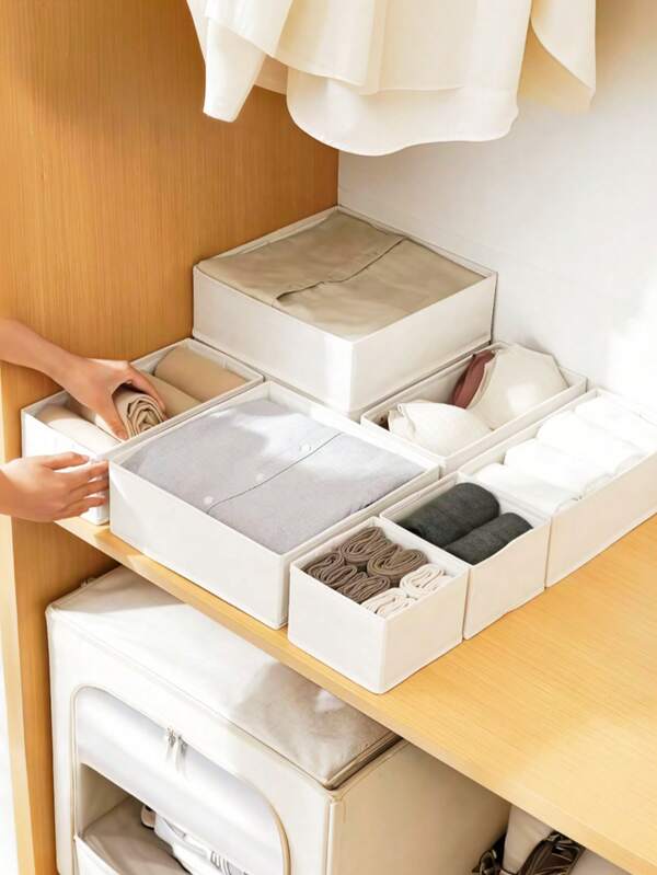 1/3/6 pièces, boîte de rangement multifonctionnelle pour vêtements, boîte de rangement pour articles divers, boîte de rangement pliable en tissu, peut être utilisée pour ranger les sous-vêtements, les chaussettes, les cosmétiques de bureau, les articles de tiroir, gain de place, convient pour la rentrée scolaire