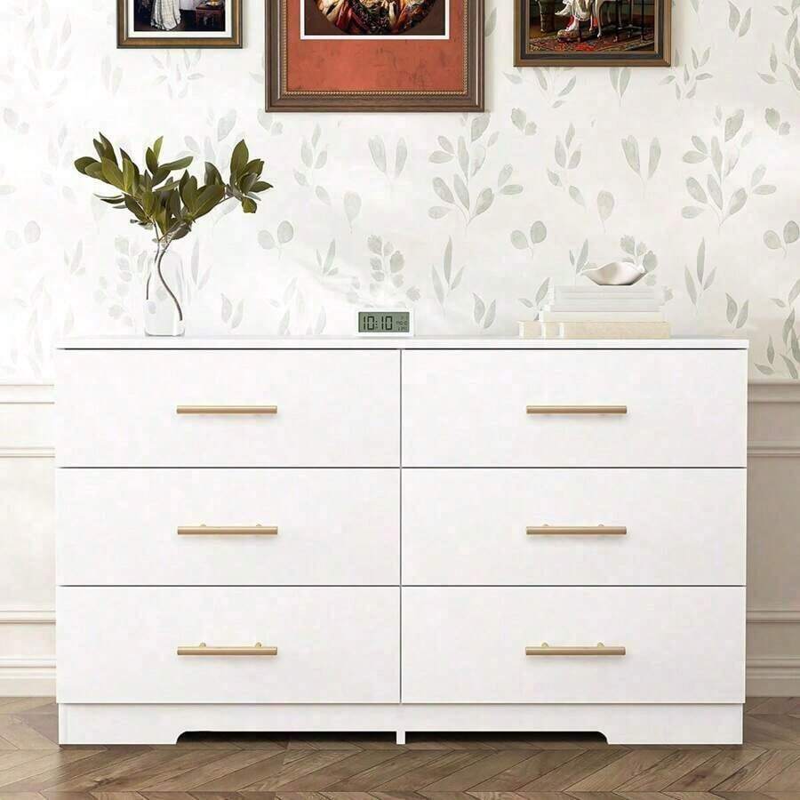 Storage Cabinet With 6 Drawers,Chest Of Drawers Foyer,Large Capacity Storage,Living Room, Bedroom - White - View 1