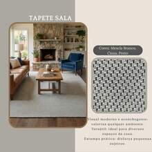 Tapete Amplo Moderno Sala E Quarto 3,00x2,00 Com Antiderrapante Fácil Limpeza - Prata - Visão 4