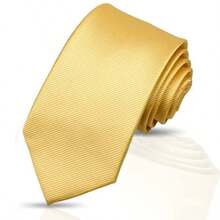1pc Men's Yellow Fashionable Dense Business Banquet Tie - Yellow - View 2