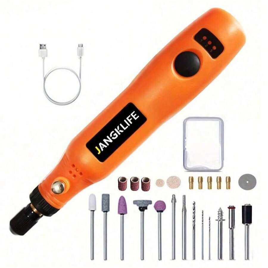 Kit de mini taladro eléctrico y herramienta rotativa JANGKLIFE - Juego de 36 accesorios, con eje flexible, carga USB, 3 modos de velocidad, apto para manualidades DIY, artesanía, herramienta multifunción