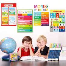 Fun Colorful Educational Posters For Toddlers,Toddler Learning Posters For Kids Ages 1-6, Early Education LearningToys ABC Chart, Numbers, Colors, Days Of The Week, Children Room Homeschool Classroom Decor Kindergarten Classroom Must Haves Supplies - Red - View 2
