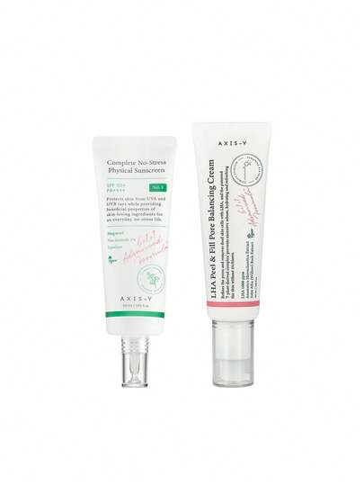 AXIS-Y [Bundle] 6+1+1 Advanced Formula LHA Peel & Fill Pore Balancing Cream 50 Ml + Complete No-Stress Physical Sunscreen V.3 50 Ml