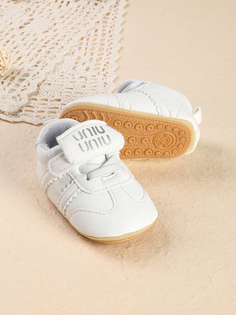 Giày trẻ sơ sinh unisex 0-1 tuổi, giày thể thao đế cao su, giày trẻ sơ sinh. - trắng - Xem 1