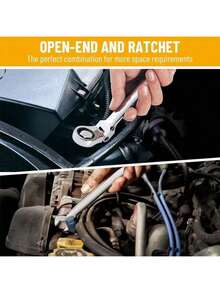 180°旋转棘轮扳手，采用高硬度合金镀层制成，适用于各种狭窄空间，齿轮环棘轮组合式柔性扳手，适用于汽车维修、摩托车、自行车、家用电器、机械维护工具 - A - 查看 3